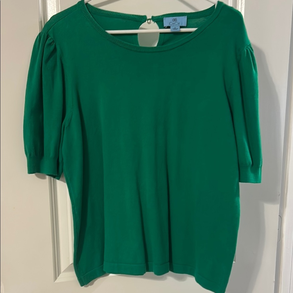 CeCe Vibrant Green Short Sleeve Top